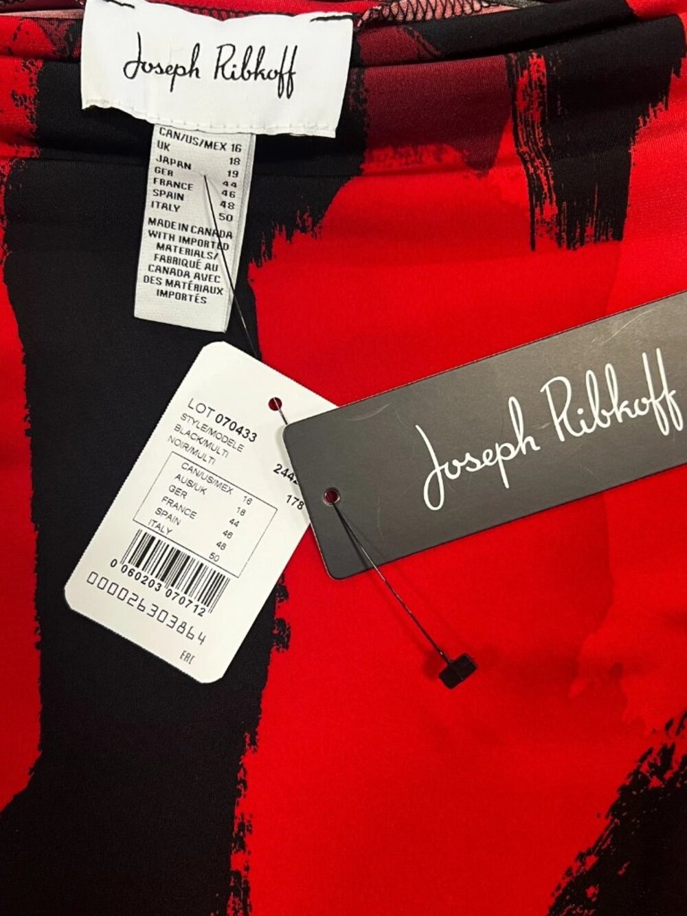 Joseph Ribkoff Abstract Print Mock Neck Top Size 16 NWT - Picture 6 of 6